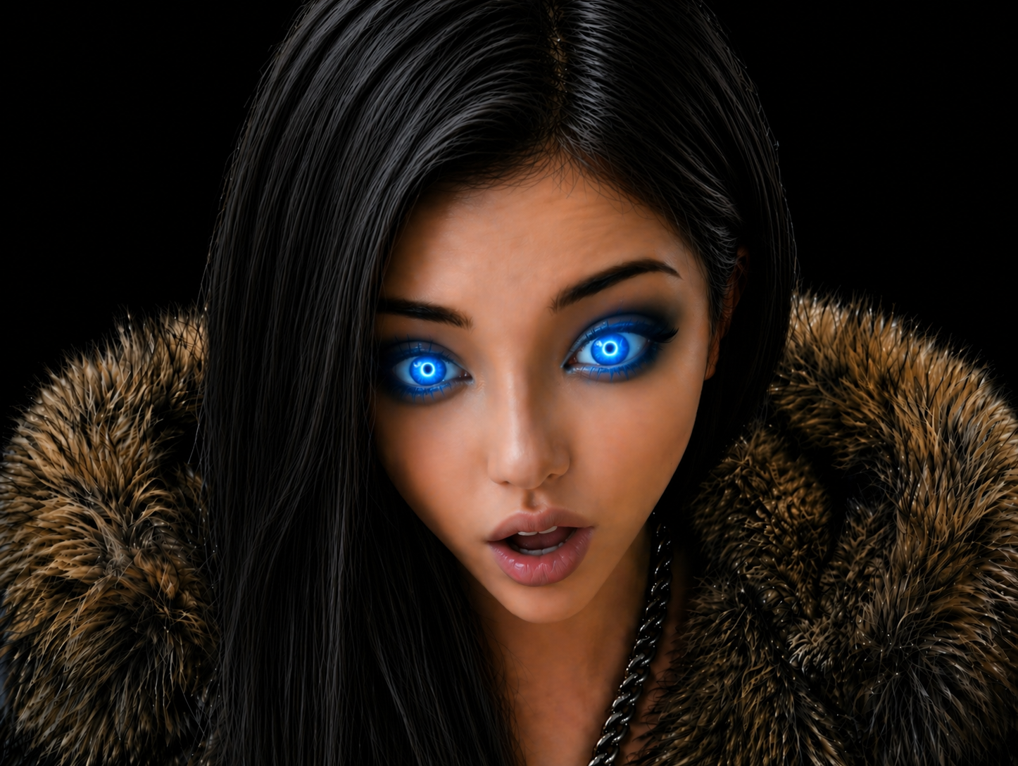 alicia bleue brune etonnee