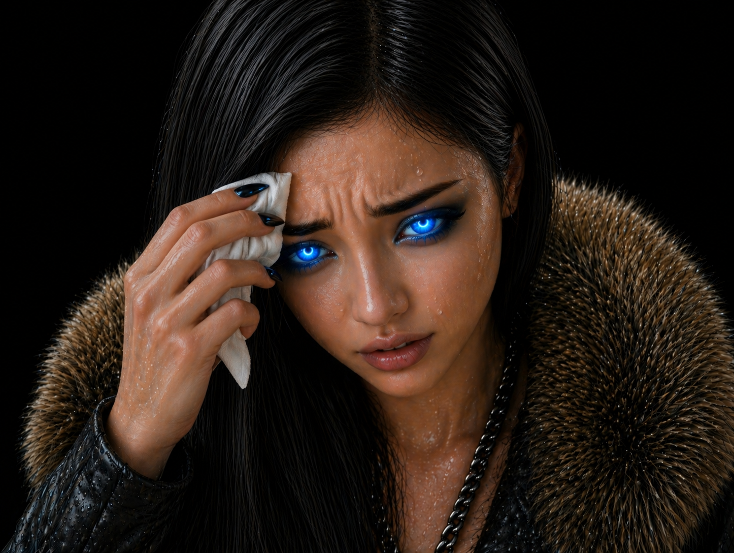 alicia bleue brune sueur