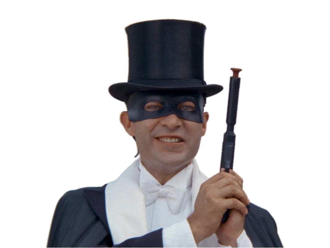 super resistant papy resistance martin lamotte costume masque cape justicier pistolet sourire parodie ww2 chapeau