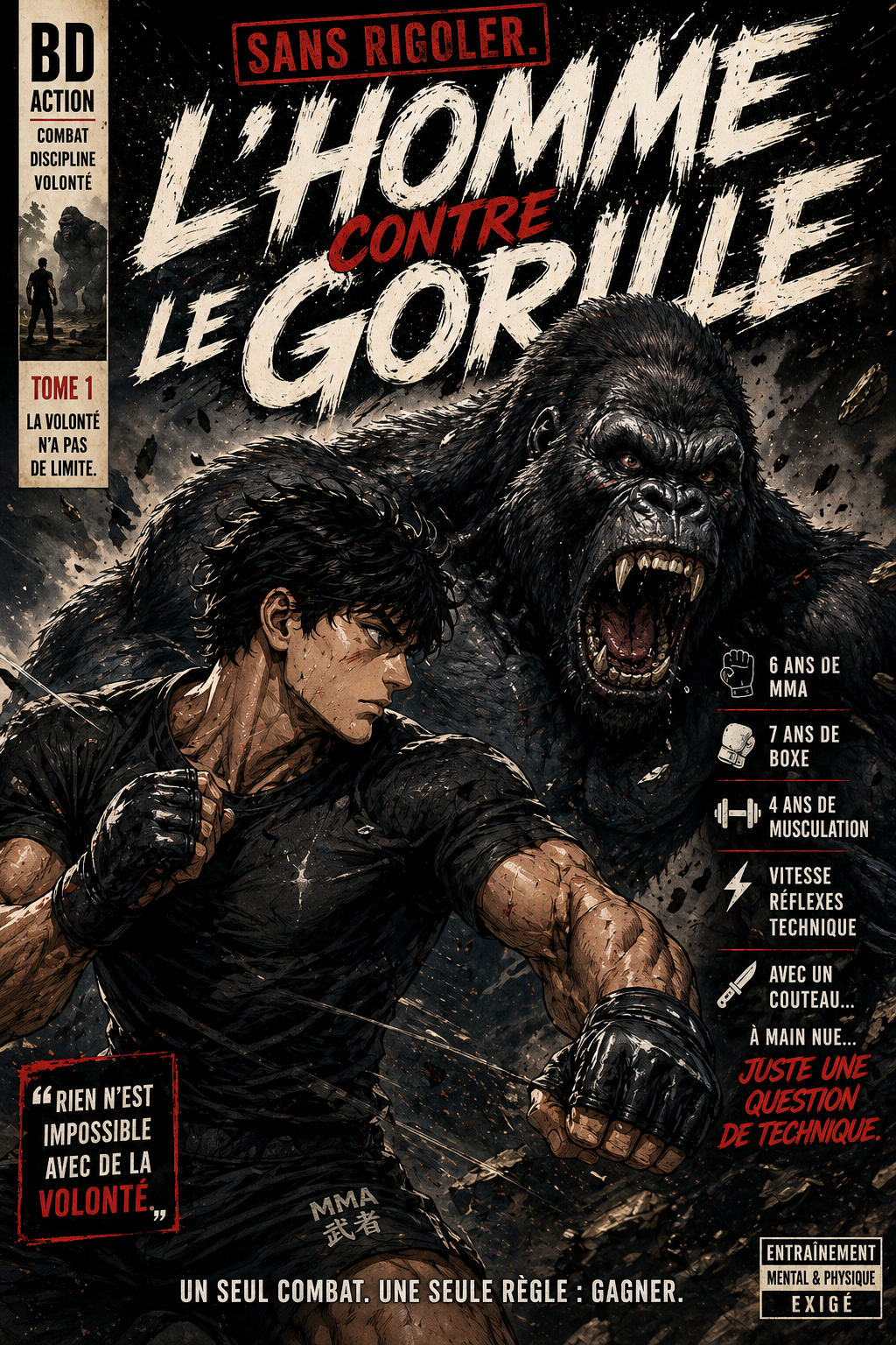 pave mma gorille main nue couteau technique classique delire jvc oldfag bd dessin illustration alpha