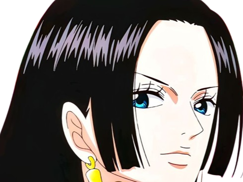 boa hancock one piece cheveux noir boucles oreille serpent yeux bleu fic bloop