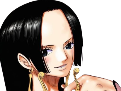 boa hancock one piece cheveux noir boucles oreille serpent yeux bleu fic bloop