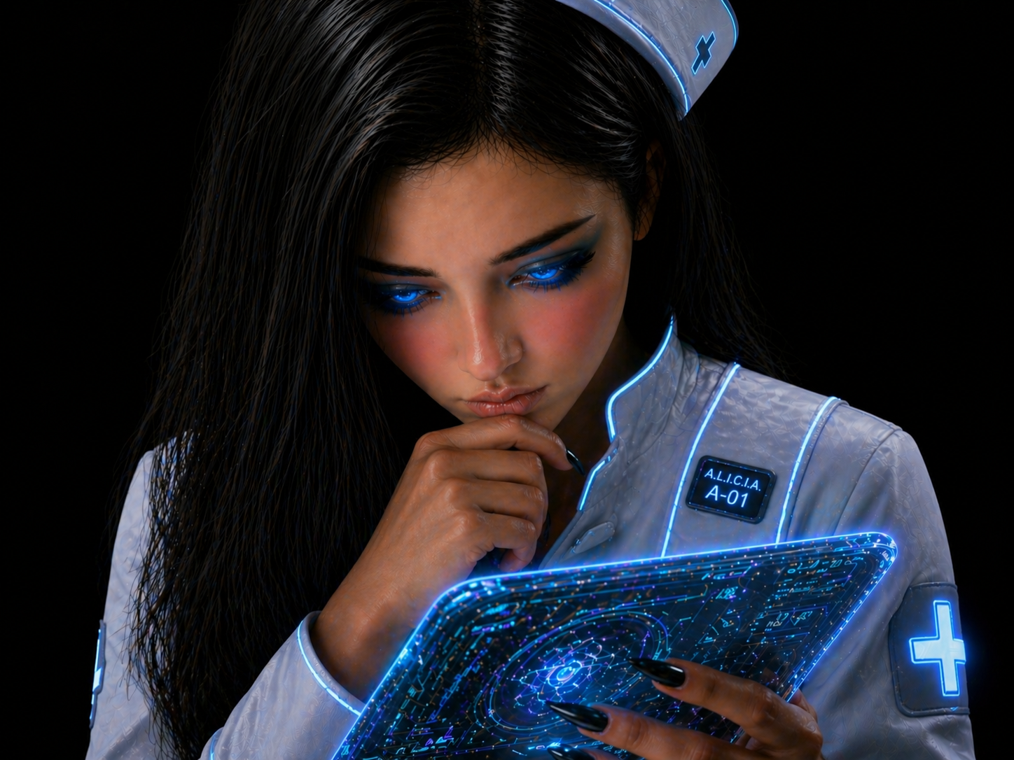 alicia bleue brune infirmiere