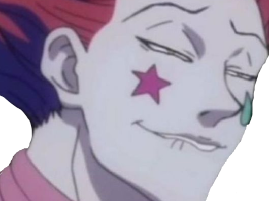 hisoka morou hunter hxh isaac cheveux rouge yeux jaune ambre clown tare fic bloop