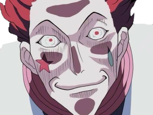 hisoka morou hunter hxh isaac cheveux rouge yeux jaune ambre clown tare fic bloop