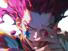 hisoka-morou-hunter-hxh-isaac-cheveux-rouge-yeux-jaune-ambre-clown-tare-fic-bloop