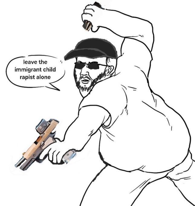 leave immigrant child rapist alone gauchiste soyjack ice soja antifa