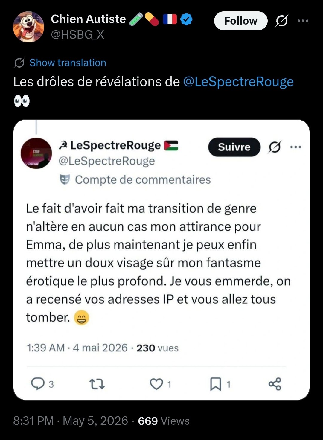 meme bojoursamba hsbg_x faux fake screen inspecteur gadget lespectrerouge twitter x revelations gossip montage