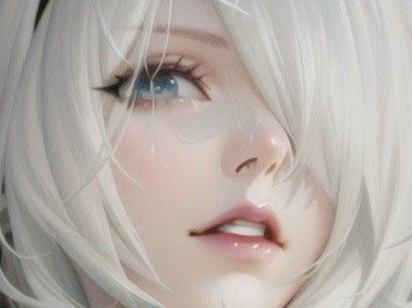 2b nier automata sans bandeau opale cheveux blanc yeux bleu fic bloop