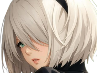 2b nier automata sans bandeau opale cheveux blanc yeux bleu fic bloop