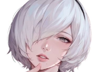 2b nier automata sans bandeau opale cheveux blanc yeux bleu fic bloop