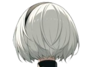 2b nier automata sans bandeau opale cheveux blanc yeux bleu fic bloop