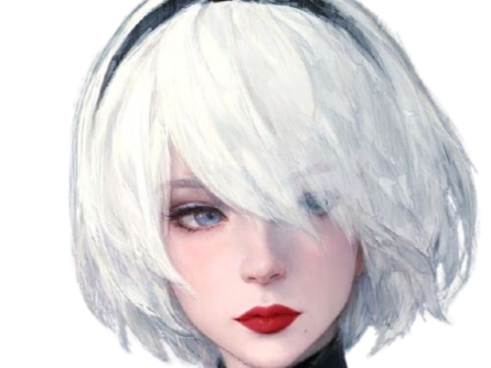 2b nier automata sans bandeau opale cheveux blanc yeux bleu fic bloop