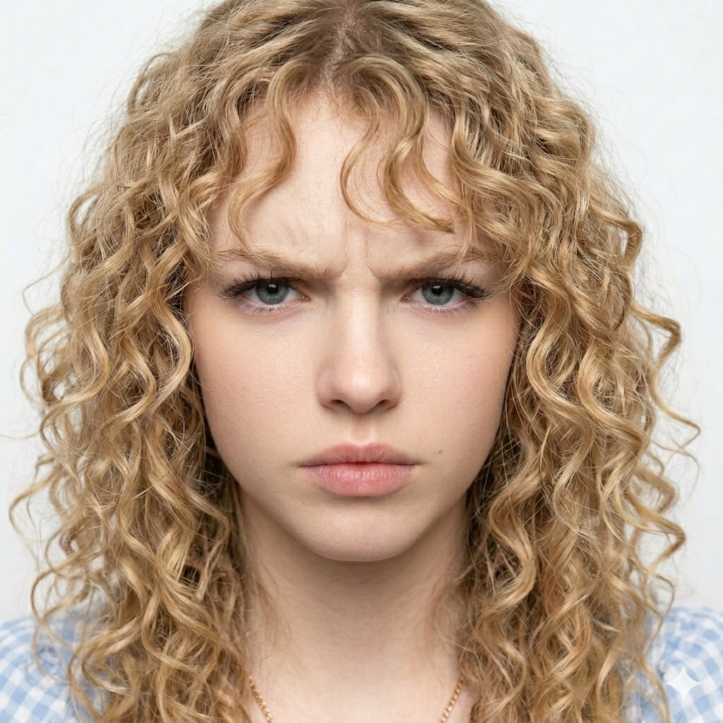 jolie curly julia blonde fille sourcils