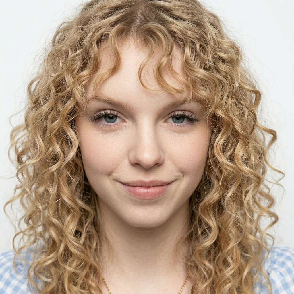 jolie curly julia blonde fille espiegle