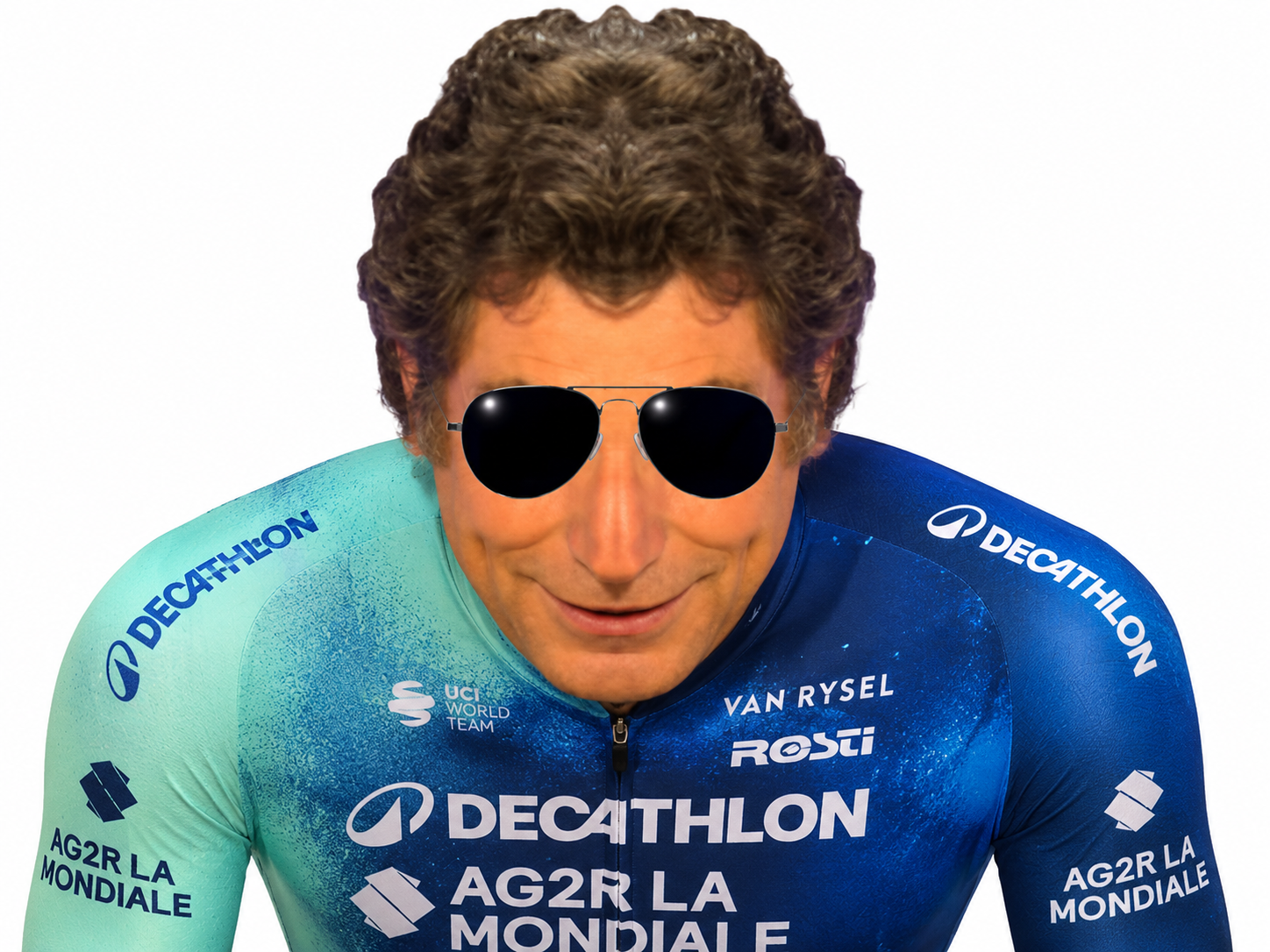 decathlon cyclisme jesus symetrie symetrique velo sourire lunettes de soleil