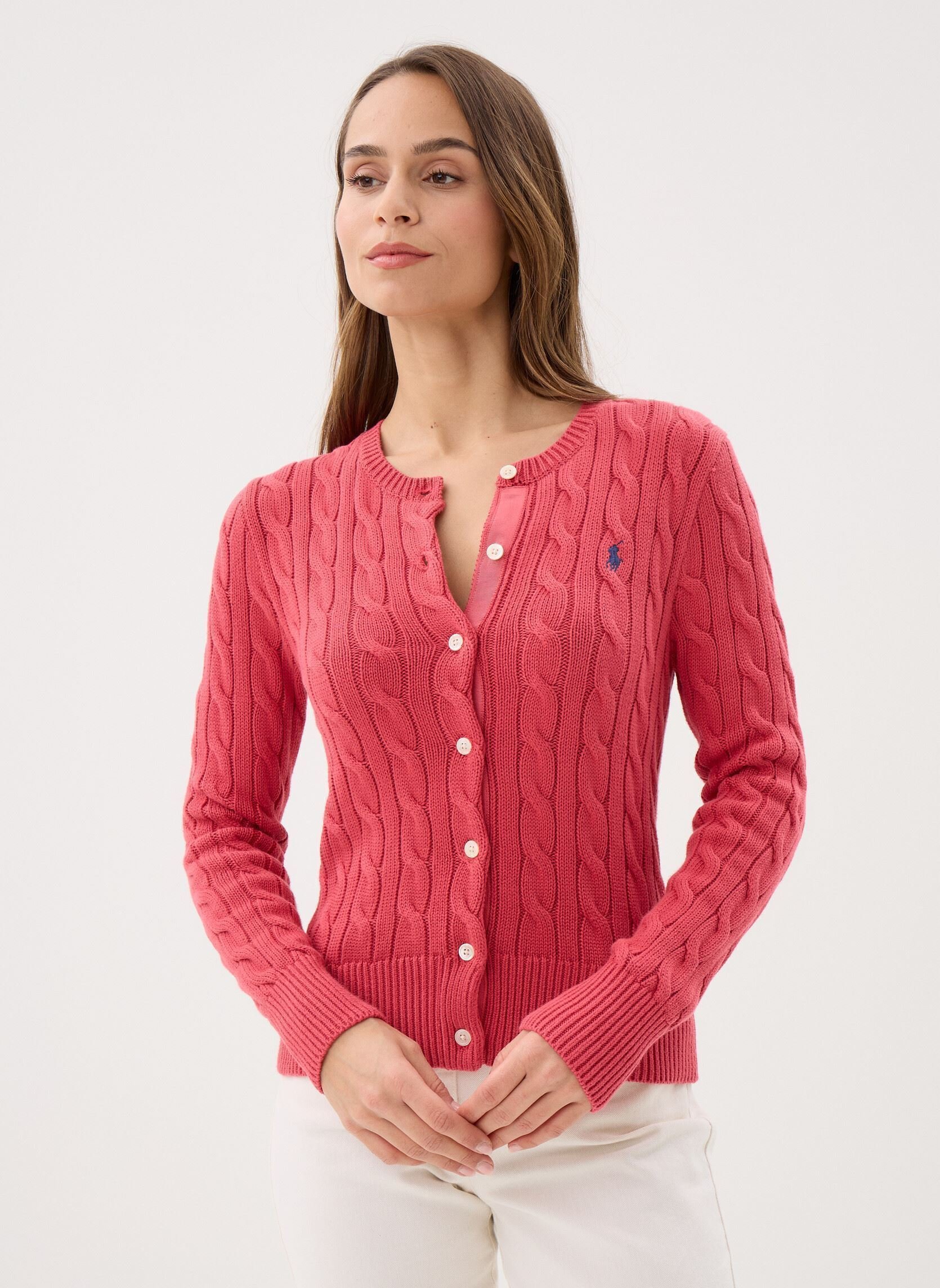 pull cardigan elegance femme sexy tenue fille rose brunette ralph lauren