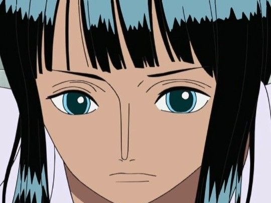 nico robin one piece ninon cheveux noir yeux bleu frange fic bloop