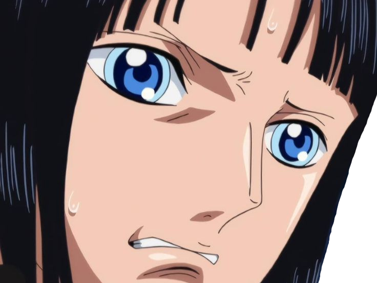nico robin one piece ninon cheveux noir yeux bleu frange fic bloop