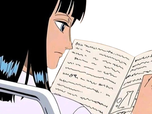 nico robin one piece ninon cheveux noir yeux bleu frange fic bloop livre