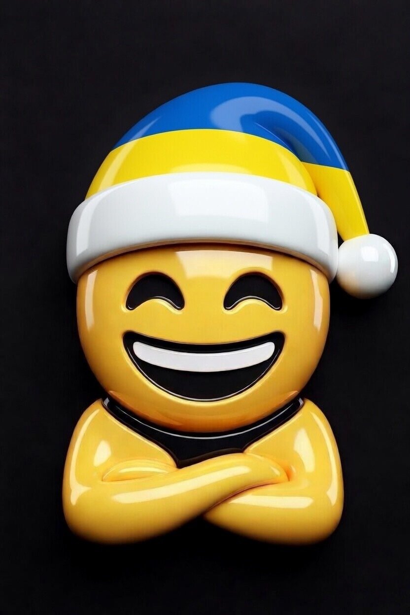 hap 3d drapeau bonnet grand sourire large bras croises croix ukraine