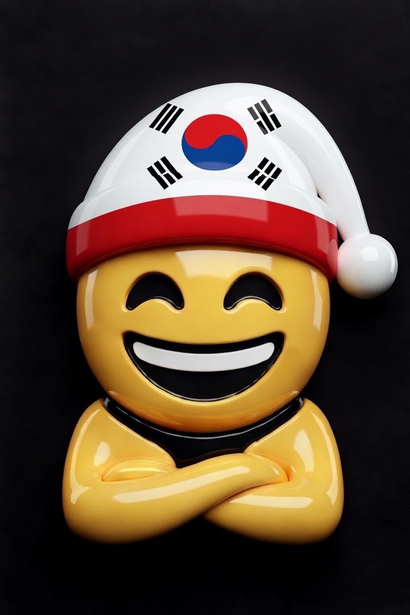 hap 3d drapeau bonnet grand sourire large bras croises croix cds coreedusud coree sud