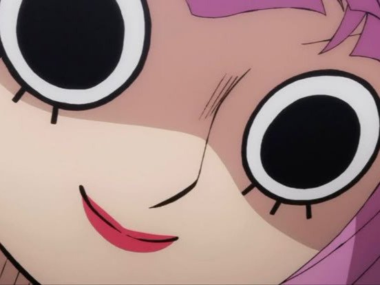 perona one piece atropos cheveux rose frange yeux noir fic bloop