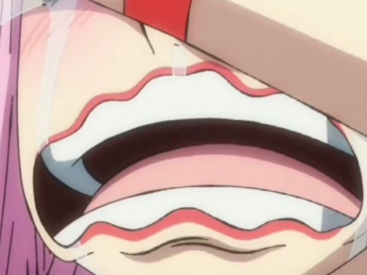 perona one piece atropos cheveux rose frange yeux noir fic bloop