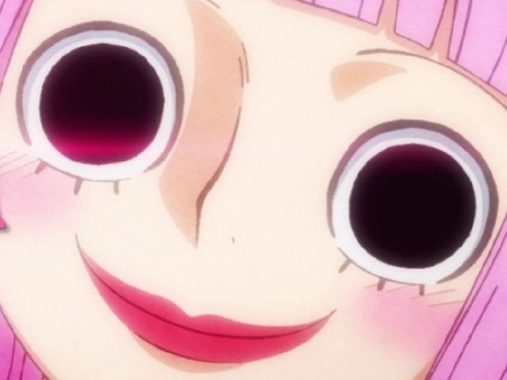 perona one piece atropos cheveux rose frange yeux noir fic bloop