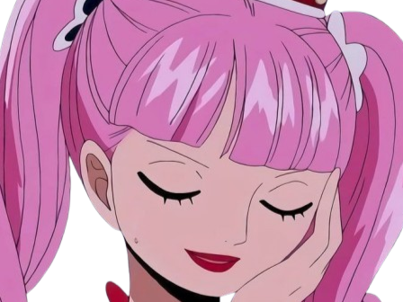 perona one piece atropos cheveux rose frange yeux noir fic bloop