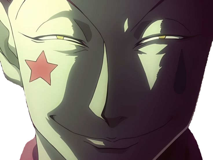 hisoka morou hunter x hxh cheveux cinabre rouge yeux ambre jaune clown isaac netero bloop