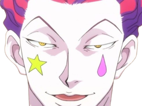 hisoka morou hunter x hxh cheveux cinabre rouge yeux ambre jaune clown isaac netero bloop