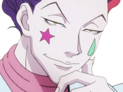 hisoka morou hunter x hxh cheveux cinabre rouge yeux ambre jaune clown isaac netero bloop