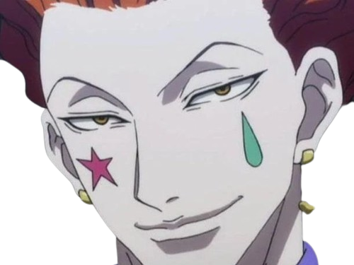 hisoka morou hunter x hxh cheveux cinabre rouge yeux ambre jaune clown isaac netero bloop