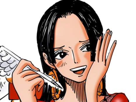 boa hancock one piece cheveux noir yeux bleu boucle oreille serpent fic bloop livre plume