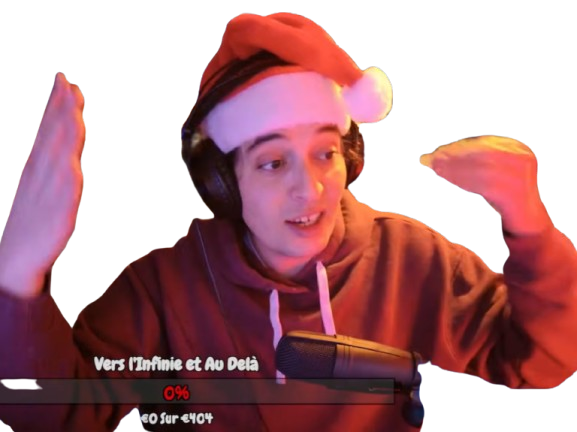 zioclo zioclodie stream streamer joyeux noel bonnet explique montre bras c est grand comme ca