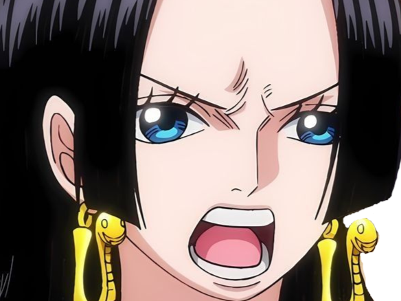 boa hancock one piece cheveux noir yeux bleu boucle oreille serpent fic bloop