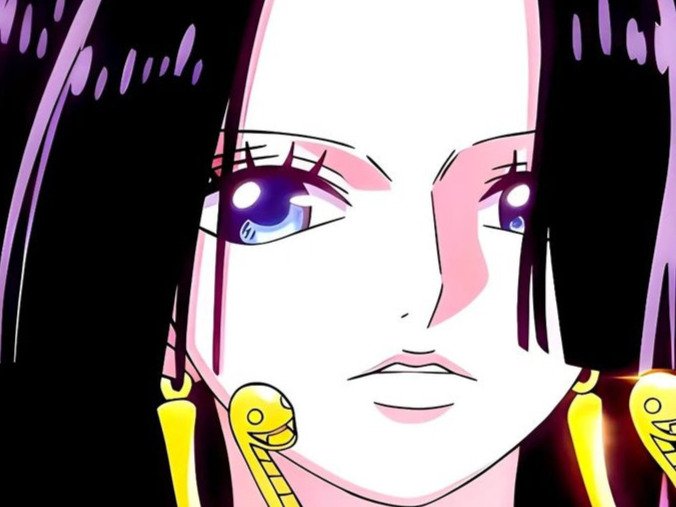 boa hancock one piece cheveux noir yeux bleu boucle oreille serpent fic bloop