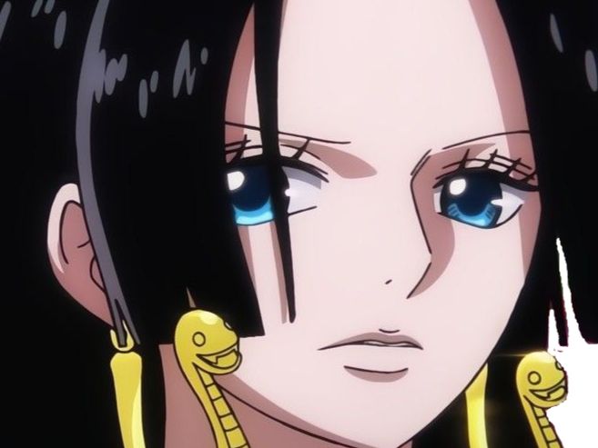 boa hancock one piece cheveux noir yeux bleu boucle oreille serpent fic bloop
