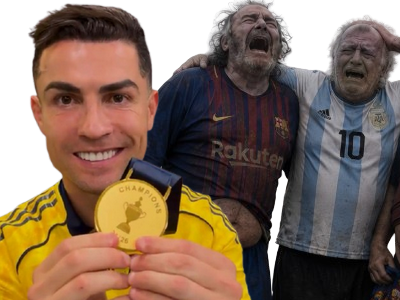 cristiano ronaldo champion alnassr goat medaille or victoire messi leosexuels vieux animalcr7 hausdorff donuts vaincus