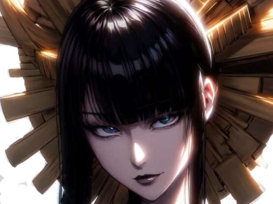 senjumaru shutara bleach cheveux noir frange khol amaterasu broche soleil fic bloop