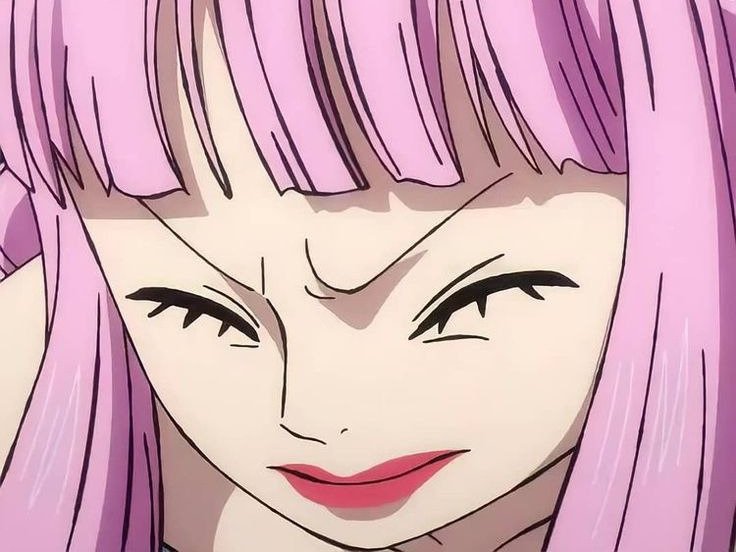 perona one piece atropos cheveux rose yeux noir frange fic bloop