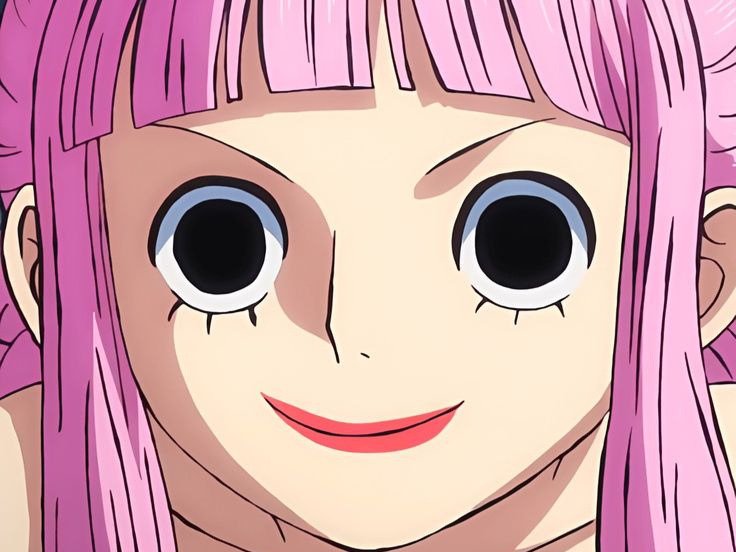 perona one piece atropos cheveux rose yeux noir frange fic bloop