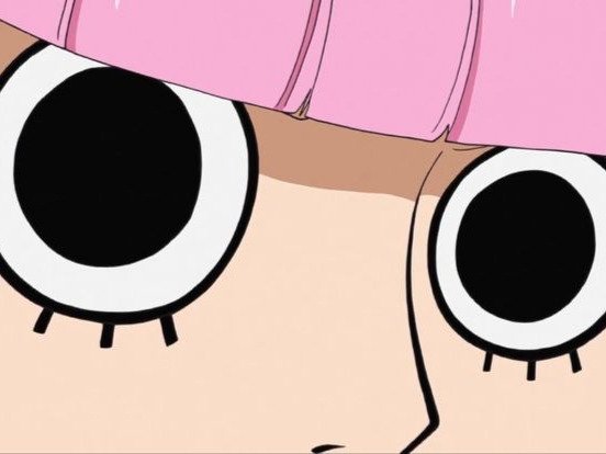 perona one piece atropos cheveux rose yeux noir frange fic bloop