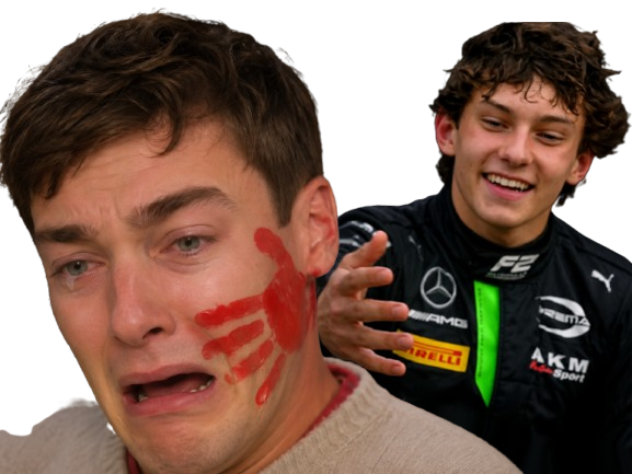 mercedes f1 georges russell crybaby cry pleure miaule kimi antonelli slap giffle