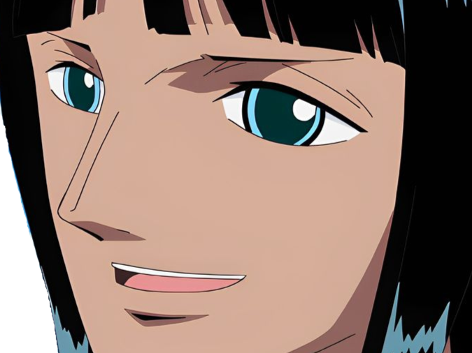 nico robin one piece ninon cheveux noir frange yeux bleu fic bloop
