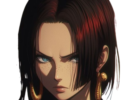 boa hancock one piece cheveux noir yeux bleu boucles oreillle serpent fic bloop