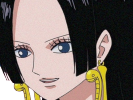 boa hancock one piece cheveux noir yeux bleu boucles oreillle serpent fic bloop