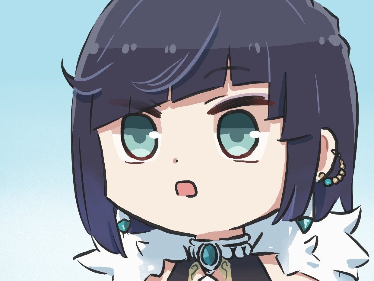 yelan genshin impact hydro chibi liyue surprise oh