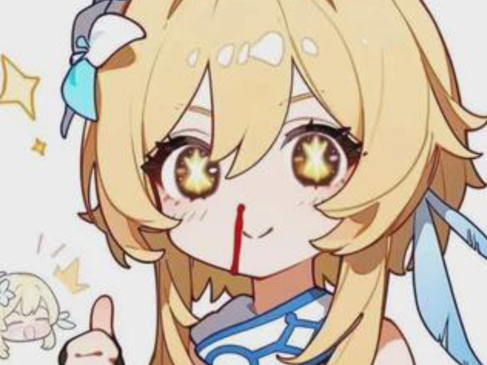 lumine mc traveler genshin impact sang nez nose bleed pouce